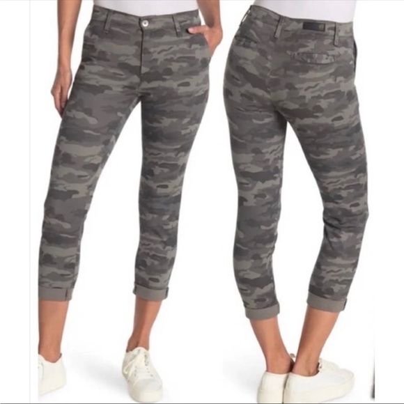 AG Adriano Goldschmied The Caden Tailored Trousers Camo Gray Print 26 - Picture 1 of 11